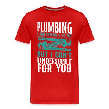Plomberie Plombier Plomberie Vintage Plomberie - T-shirt bio Premium Homme - rouge - Devant - Damien (186cm)