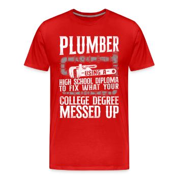 Plombier Plombier Plombier Vintage Plombier - T-shirt bio Premium Homme - rouge - Devant - Damien (186cm)