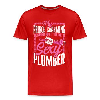 Plumbing Plumber My Prince - Men's Premium Organic T-Shirt - red - Front - Damien (186cm)