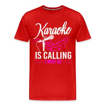 Le chanteur de karaoké Karaoke appelle - T-shirt bio Premium Homme - rouge - Devant - Damien (186cm)