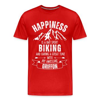 Cyclisme et Griffon - T-shirt bio Premium Homme - rouge - Devant - Damien (186cm)