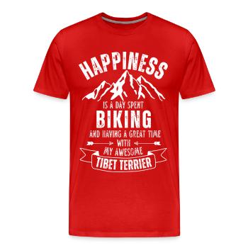 Cyclisme et terriers tibétains - T-shirt bio Premium Homme - rouge - Devant - Damien (186cm)