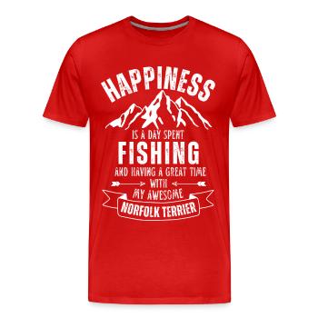 Angeln und Norfolk-Terrier - Männer Premium Bio T-Shirt - Rot - Vorne - Damien (186cm)