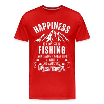 Fishing and Welsh Terriers - Men's Premium Organic T-Shirt - red - Front - Damien (186cm)
