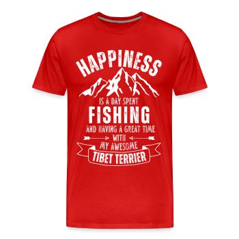 Pêche et terriers tibétains - T-shirt bio Premium Homme - rouge - Devant - Damien (186cm)