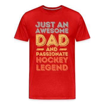 Papa hockey rétro - T-shirt bio Premium Homme - rouge - Devant - Damien (186cm)