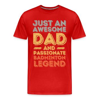 Papa badminton rétro - T-shirt bio Premium Homme - rouge - Devant - Damien (186cm)
