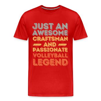 Artisan Volleyball rétro - T-shirt bio Premium Homme - rouge - Devant - Damien (186cm)
