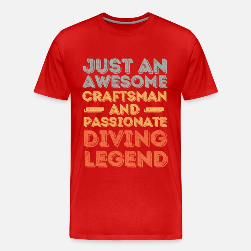 Handwerker Tauchen retro - Männer Premium Bio T-Shirt - Rot