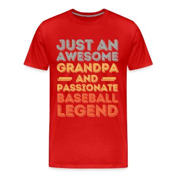 Opa Baseball retro - Männer Premium Bio T-Shirt - Rot - Vorne - Damien (186cm)