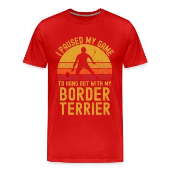 Badminton et Border Terrier - T-shirt bio Premium Homme - rouge - Devant - Damien (186cm)