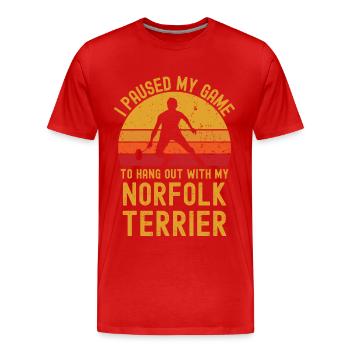 Badminton und Norfolk Terrier - Männer Premium Bio T-Shirt - Rot - Vorne - Damien (186cm)