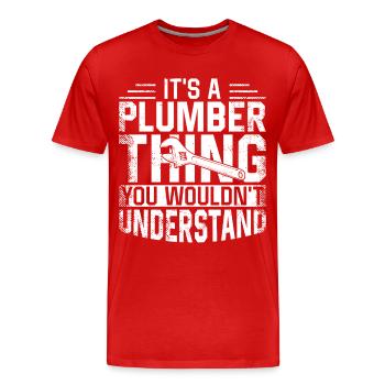 Plombier de plomberie vintage c’est un - T-shirt bio Premium Homme - rouge - Devant - Damien (186cm)
