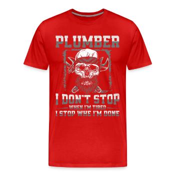 Plombier Plombier Vintage Plombier I - T-shirt bio Premium Homme - rouge - Devant - Damien (186cm)