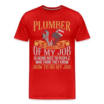Plombier Plombier Plombier Vintage Plombier - T-shirt bio Premium Homme - rouge - Devant - Damien (186cm)