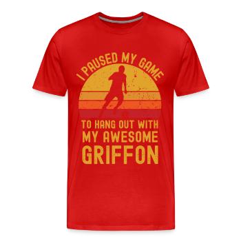 Fußball und Griffon - Männer Premium Bio T-Shirt - Rot - Vorne - Damien (186cm)