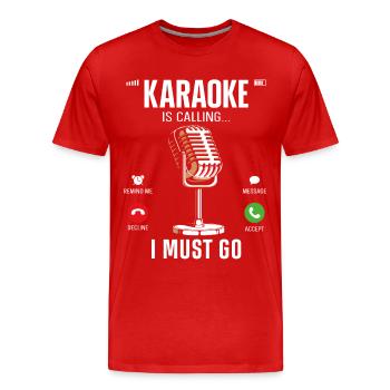 Le chanteur de karaoké Karaoke appelle - T-shirt bio Premium Homme - rouge - Devant - Damien (186cm)