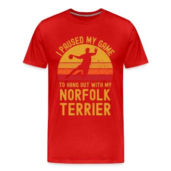 Handball und Norfolk-Terrier - Männer Premium Bio T-Shirt - Rot - Vorne - Damien (186cm)