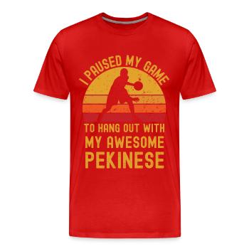 Basketball und Pekinese - Männer Premium Bio T-Shirt - Rot - Vorne - Damien (186cm)