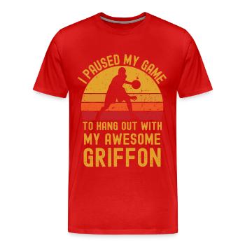 Basketball et Griffon - T-shirt bio Premium Homme - rouge - Devant - Damien (186cm)