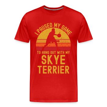 Basket-ball et Skye Terrier - T-shirt bio Premium Homme - rouge - Devant - Damien (186cm)