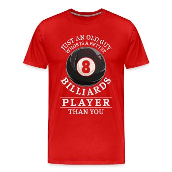 Billiards Pool Player Ball Grandpa - Men's Premium Organic T-Shirt - red - Front - Damien (186cm)