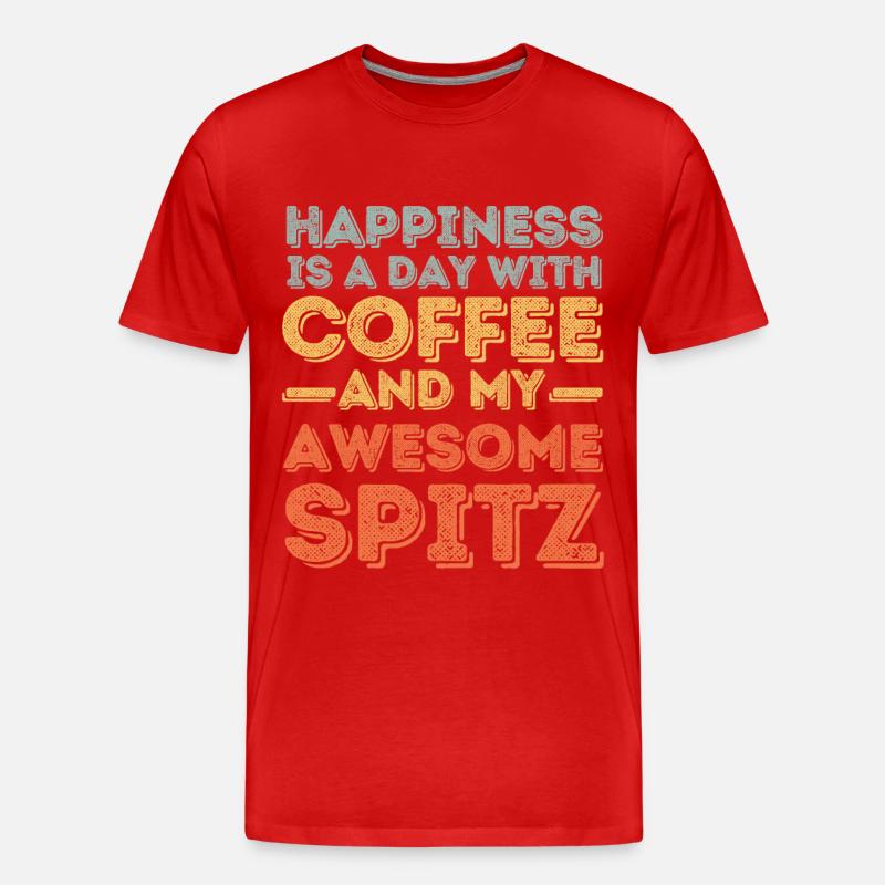 Spitz Kaffee Hund Cafe - Männer Premium Bio T-Shirt - Rot