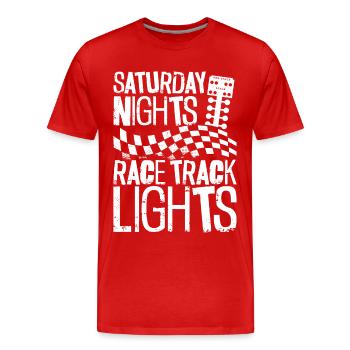 Voiture de course de dragster samedi - T-shirt bio Premium Homme - rouge - Devant - Damien (186cm)