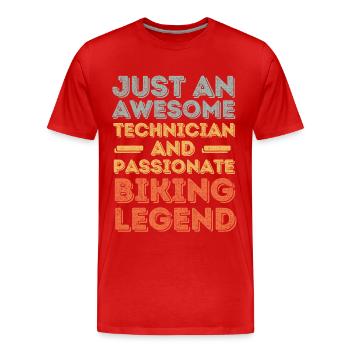 Technician Cycling retro - Men's Premium Organic T-Shirt - red - Front - Damien (186cm)