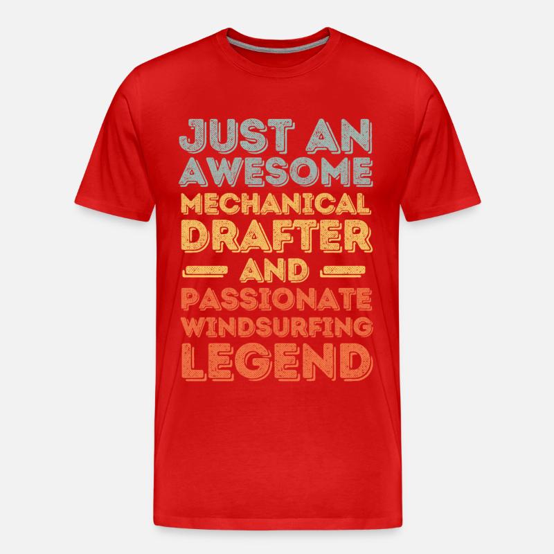 Technischer-Zeichner Windsurfen retro - Männer Premium Bio T-Shirt - Rot