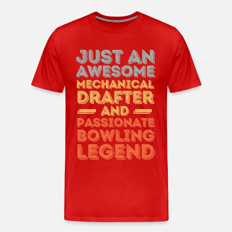 Technischer-Zeichner Bowling retro - Männer Premium Bio T-Shirt - Rot