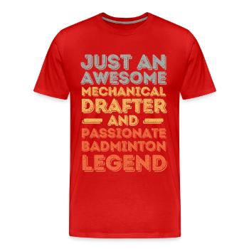 Technical draughtsman Badminton retro - Men's Premium Organic T-Shirt - red - Front - Damien (186cm)
