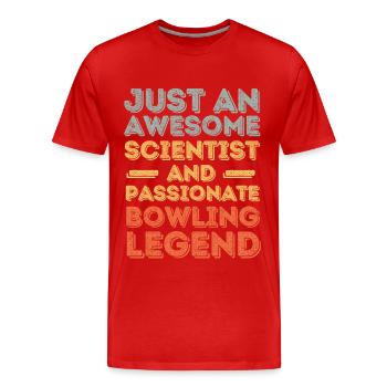Wissenschaftler Bowling retro - Männer Premium Bio T-Shirt - Rot - Vorne - Damien (186cm)