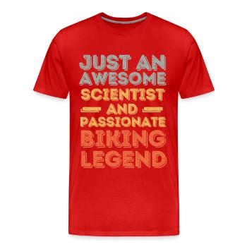 Scientist cycling retro - Men's Premium Organic T-Shirt - red - Front - Damien (186cm)