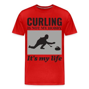 Curling Kehrfächer Winter Eissport Curler Lustig - Männer Premium Bio T-Shirt - Rot - Vorne - Damien (186cm)