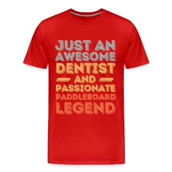 Zahnarzt Paddleboard retro - Männer Premium Bio T-Shirt - Rot - Vorne - Damien (186cm)