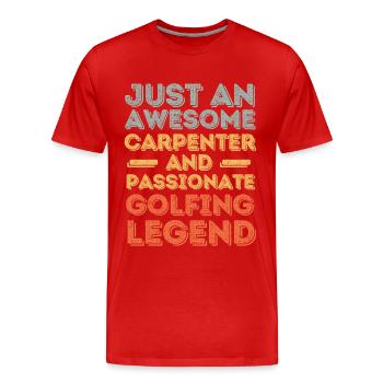 Zimmermann Golfen retro - Männer Premium Bio T-Shirt - Rot - Vorne - Damien (186cm)