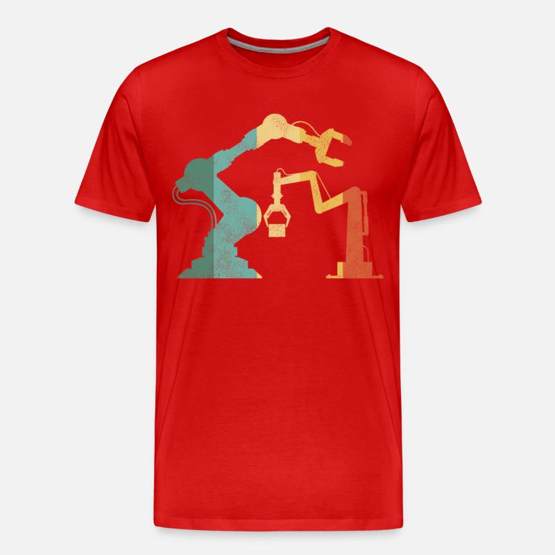 Robot Robotics Engineer Retro - Männer Premium Bio T-Shirt - Rot