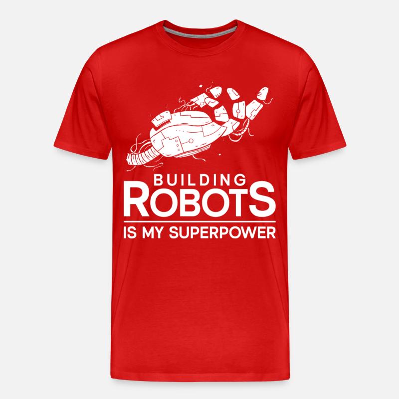 Robot Robotics Engineer Building - Männer Premium Bio T-Shirt - Rot