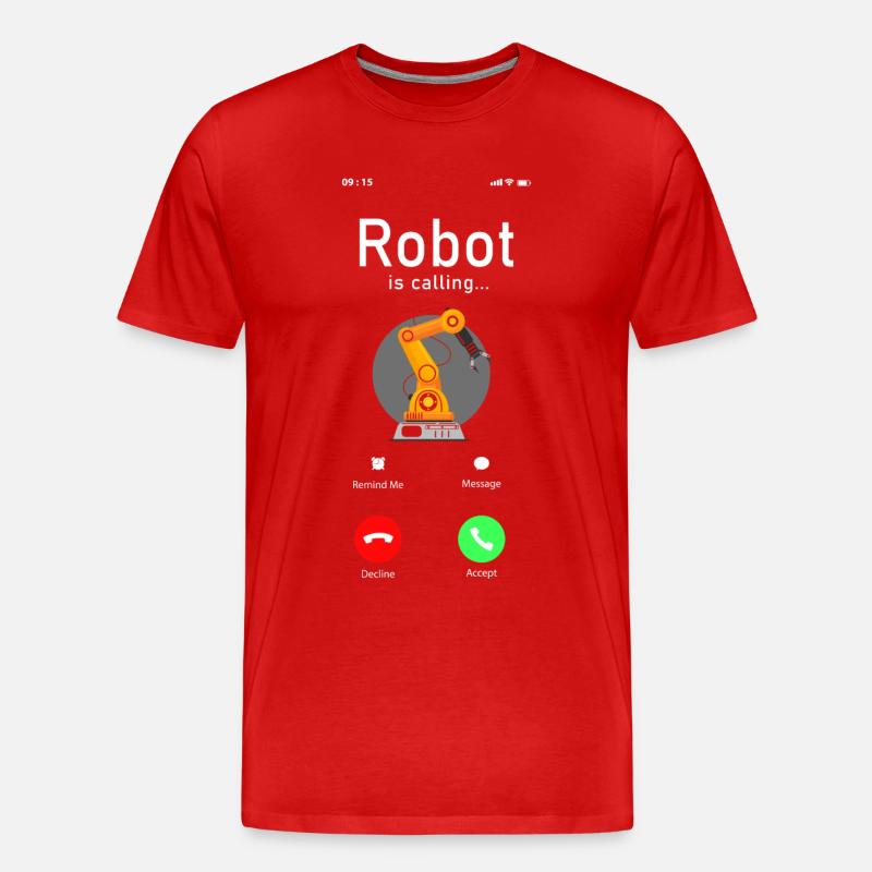 Robot Robotics Engineer Phone - Männer Premium Bio T-Shirt - Rot