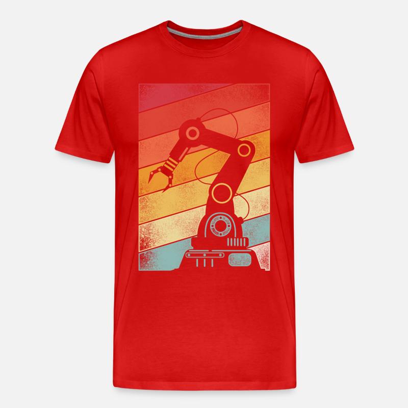 Robot Robotics Engineer Retro - Männer Premium Bio T-Shirt - Rot