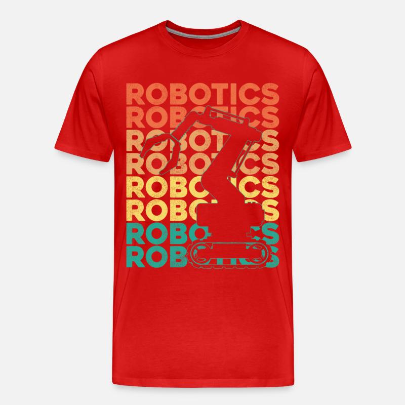 Robot Robotics Engineer Retro - Männer Premium Bio T-Shirt - Rot
