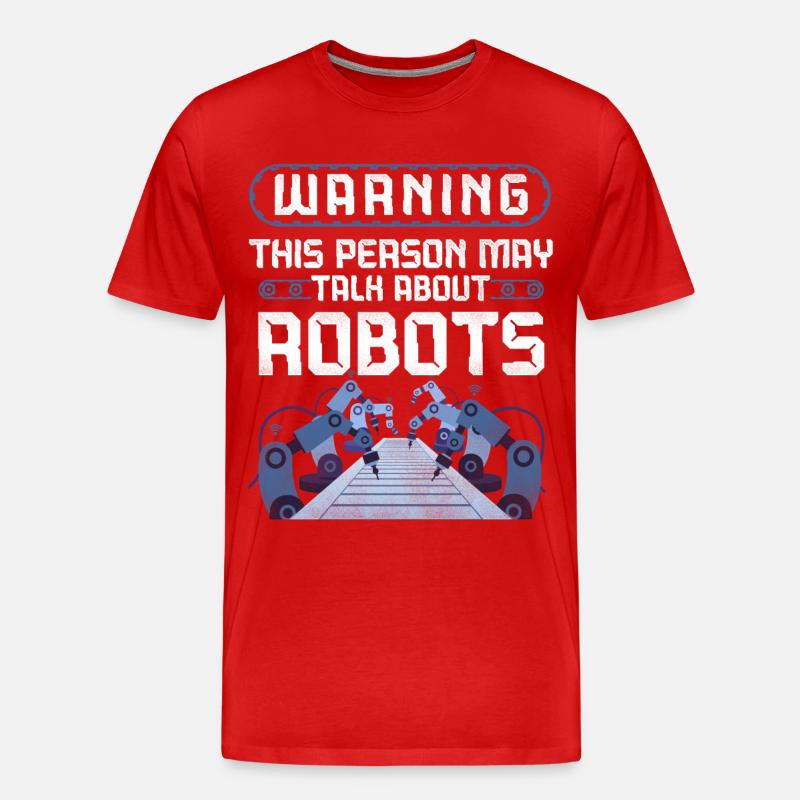 Robot Robotics Engineer Warning - Männer Premium Bio T-Shirt - Rot