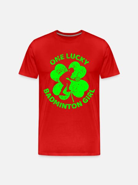 Badminton St. Patrick's day shamrock - Men's Premium Organic T-Shirt - red