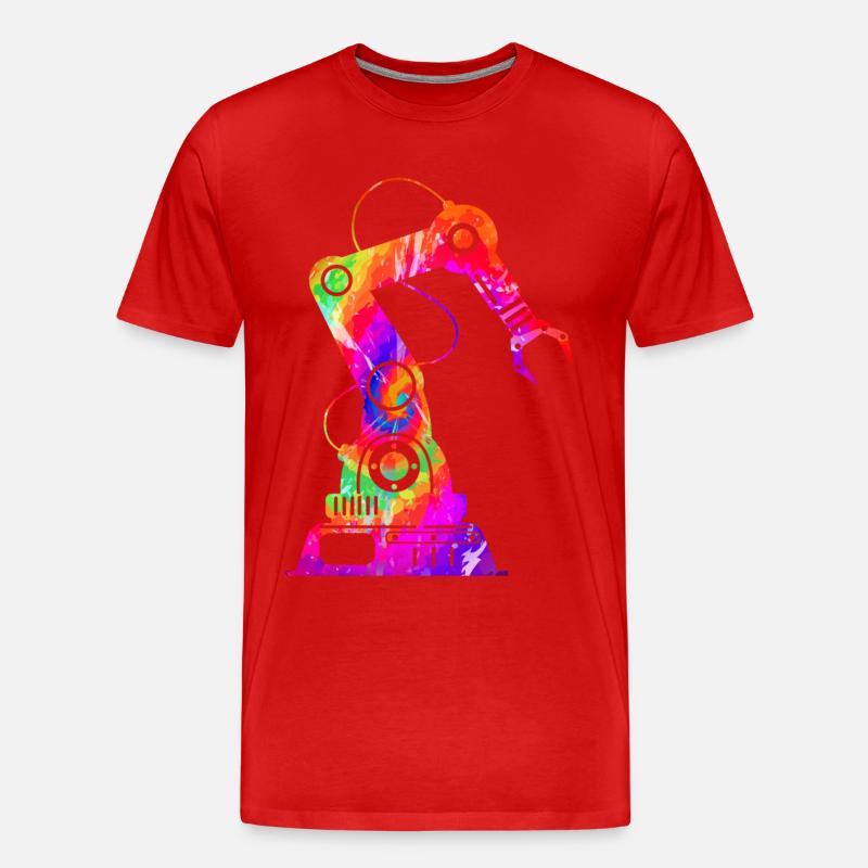Robot Robotics Engineer Tie Dye - Männer Premium Bio T-Shirt - Rot