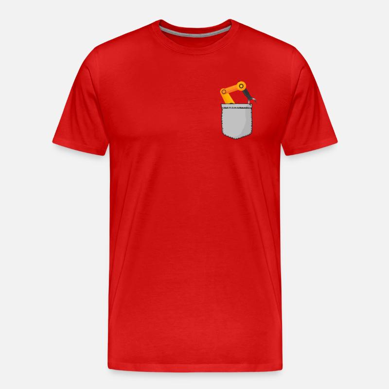 Robot Robotics Engineer Pocket - Männer Premium Bio T-Shirt - Rot