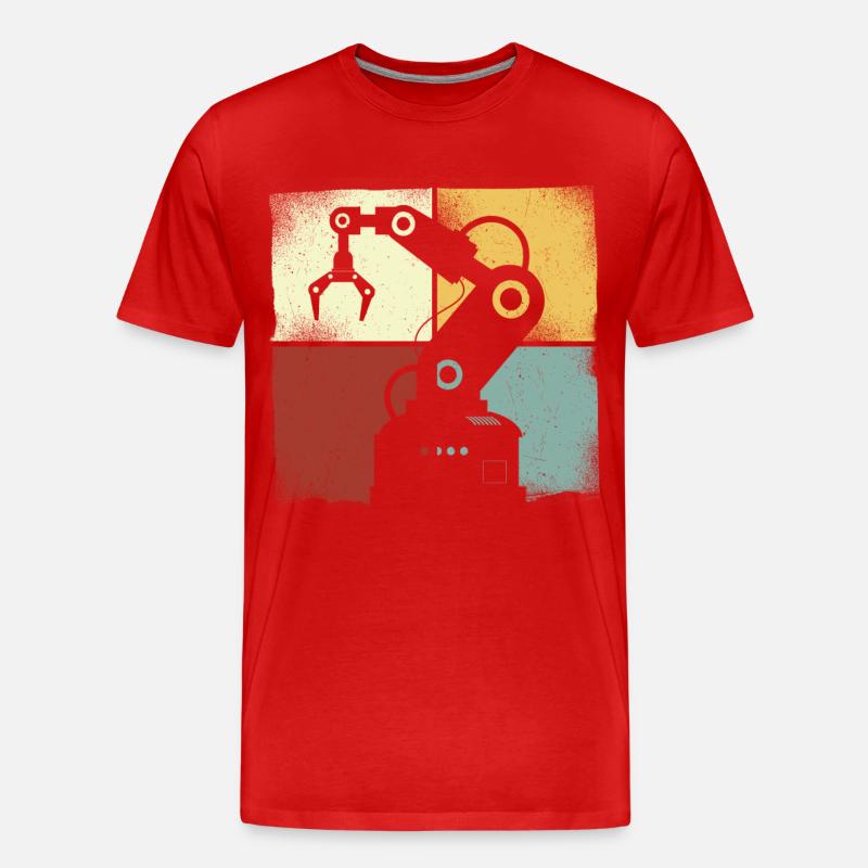 Robot Robotics Engineer Retro - Männer Premium Bio T-Shirt - Rot