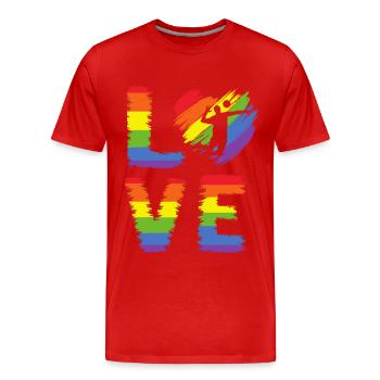 Volleyball LGBT Pride - T-shirt bio Premium Homme - rouge - Devant - Damien (186cm)