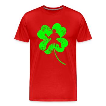 Karaté Trèfle de la Saint-Patrick - T-shirt bio Premium Homme - rouge - Devant - Damien (186cm)