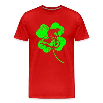 Trèfle de la Saint-Patrick à vélo - T-shirt bio Premium Homme - rouge - Devant - Damien (186cm)